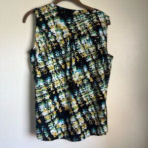 Calvin Klein Black and Yellow Abstract Tank Top: Size Medium